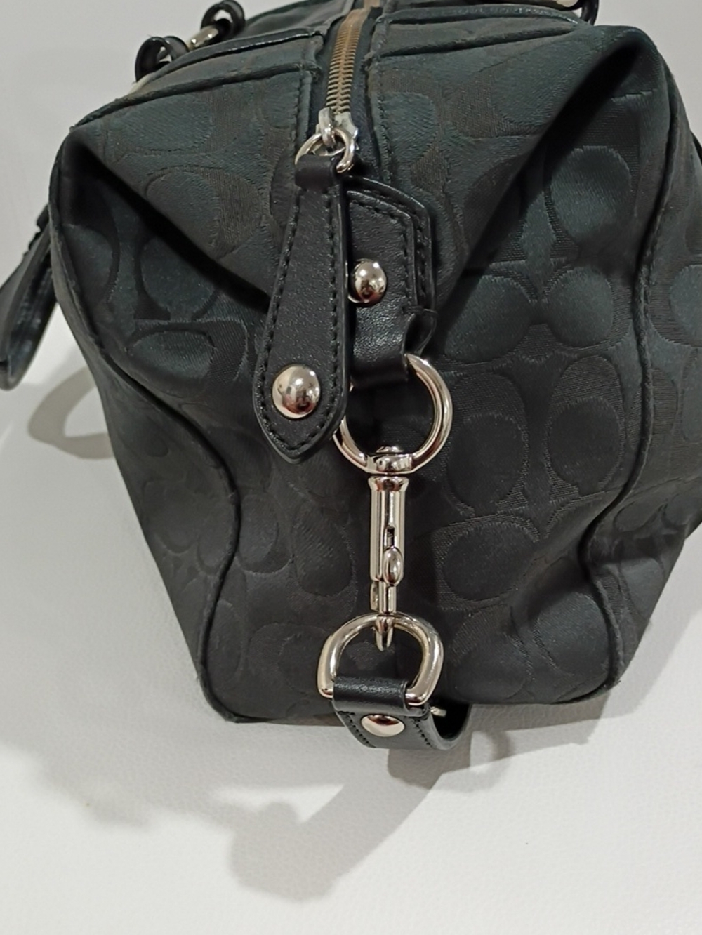 Coach Ashley Black Signature Satchel with Silver Hardware - Picture 5 of 10